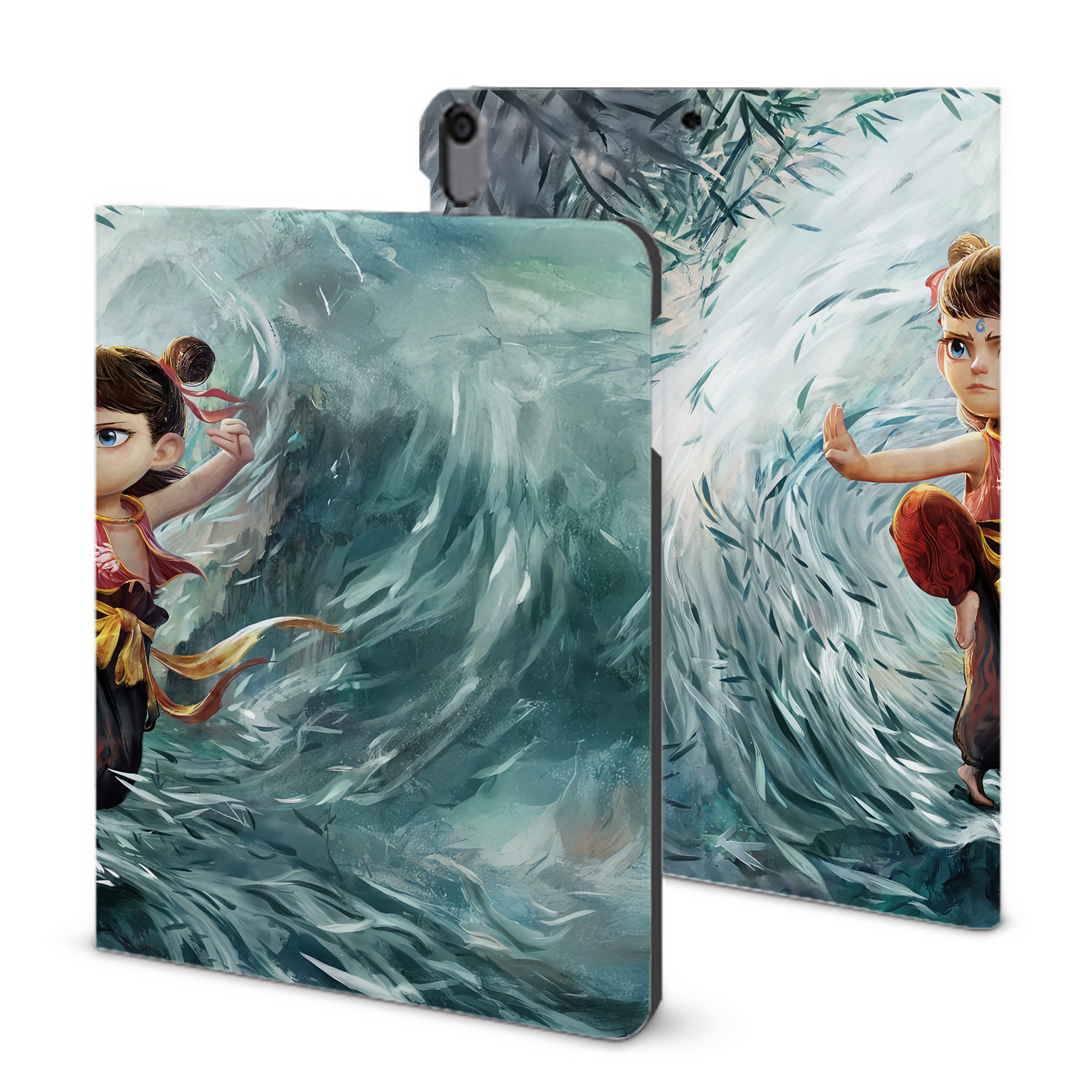 （画像用） Ne Zha 2 ナタ 魔童の大暴れ IPad ケース ブック型 PUレザー TPU 耐衝撃 軽量 薄型 ペン収納なし 全面保護 IPad 各モデル対応
